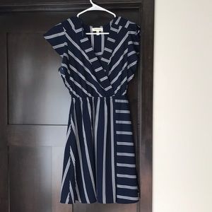 Blue striped flowy dress